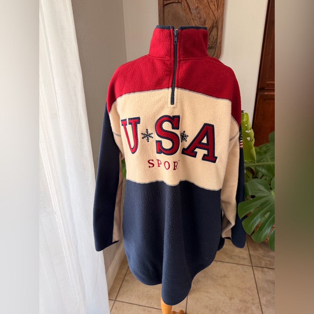 Vintage USA Sport Fleece Quarter Zip Pullover Men’s XL Venezia Jeans Colorblock